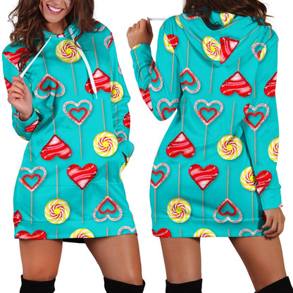 Lollipop Pattern Print Design LL06 Women Hoodie Dress