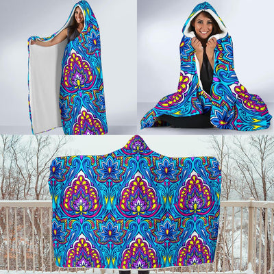 lotus Boho Pattern Print Design LO010 Hooded Blanket-JORJUNE.COM