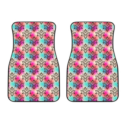 Lotus Boho Pattern Print Design LO02 Car Floor Mats-JORJUNE.COM