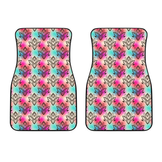 Lotus Boho Pattern Print Design LO02 Car Floor Mats-JORJUNE.COM