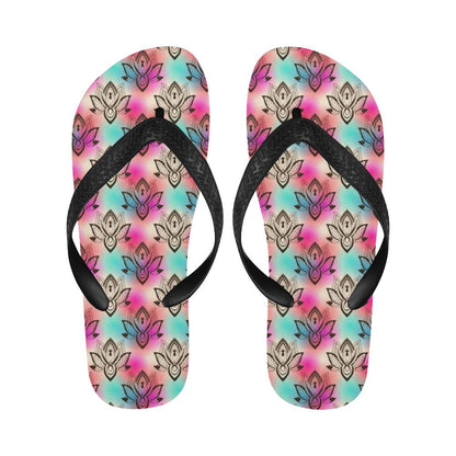 lotus Boho Pattern Print Design LO02 Flip Flops-JorJune