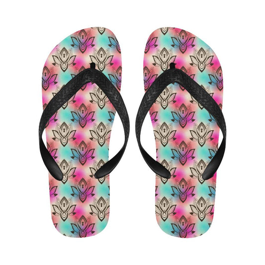 lotus Boho Pattern Print Design LO02 Flip Flops-JorJune