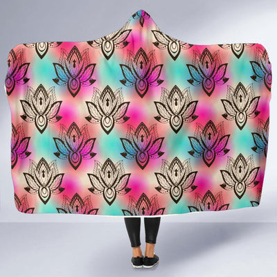 lotus Boho Pattern Print Design LO02 Hooded Blanket-JORJUNE.COM