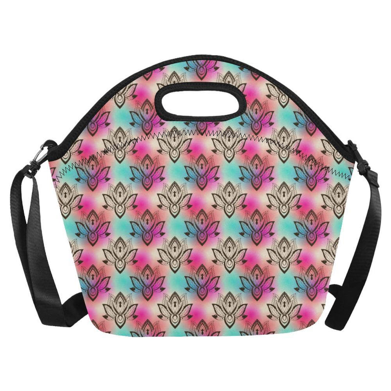 lotus Boho Pattern Print Design LO02 Neoprene Lunch Bag-JorJune