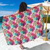 lotus Boho Pattern Print Design LO02 Sarong Pareo Wrap-JORJUNE.COM