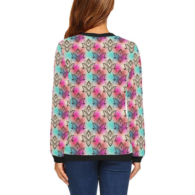 lotus Boho Pattern Print Design LO02 Women Long Sleeve Sweatshirt-JorJune