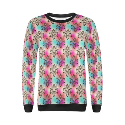 lotus Boho Pattern Print Design LO02 Women Long Sleeve Sweatshirt-JorJune