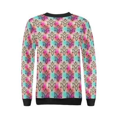 lotus Boho Pattern Print Design LO02 Women Long Sleeve Sweatshirt-JorJune