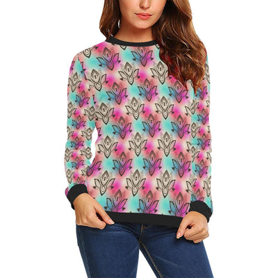 lotus Boho Pattern Print Design LO02 Women Long Sleeve Sweatshirt-JorJune