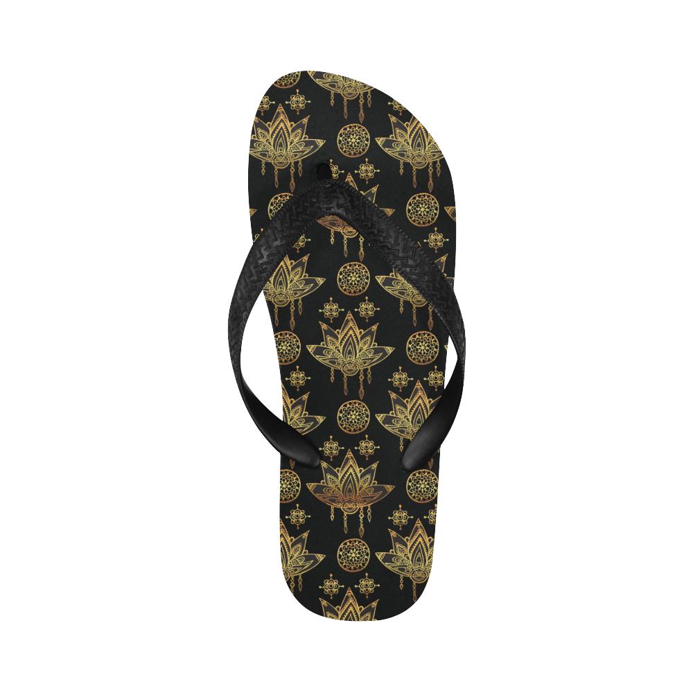lotus Boho Pattern Print Design LO03 Flip Flops-JorJune