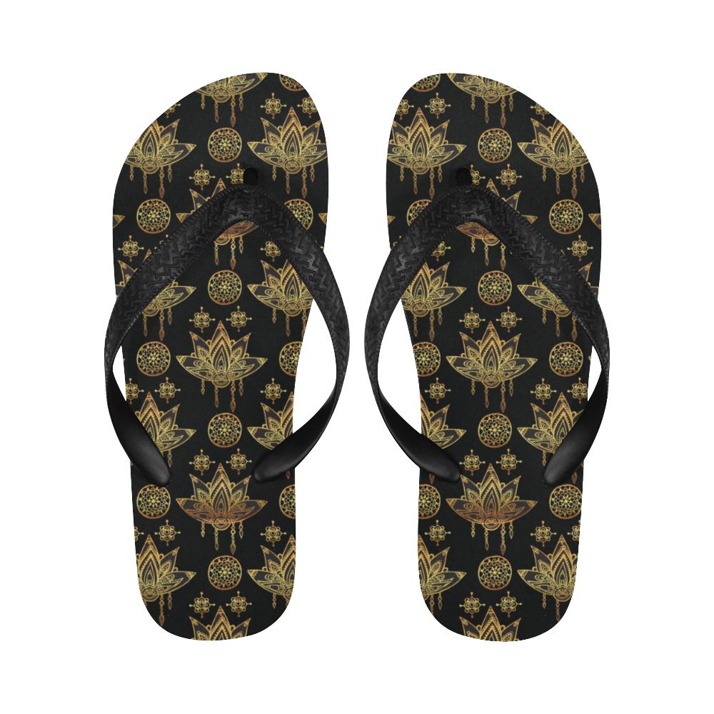 lotus Boho Pattern Print Design LO03 Flip Flops-JorJune