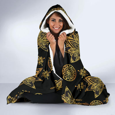 lotus Boho Pattern Print Design LO03 Hooded Blanket-JORJUNE.COM