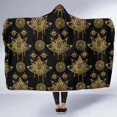 lotus Boho Pattern Print Design LO03 Hooded Blanket-JORJUNE.COM