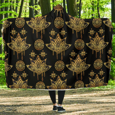 lotus Boho Pattern Print Design LO03 Hooded Blanket-JORJUNE.COM