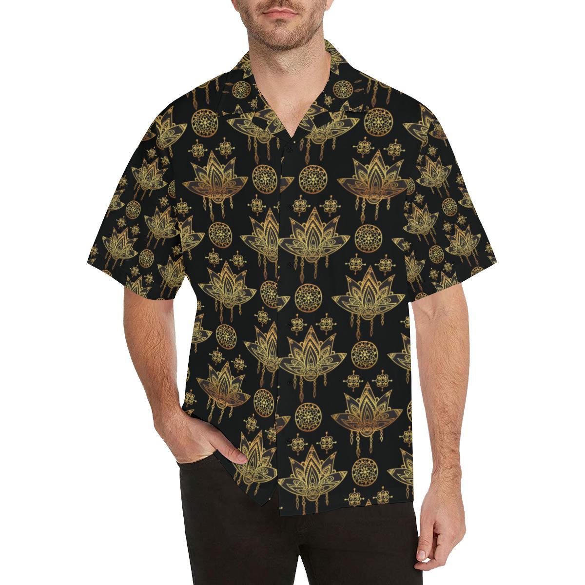 lotus Boho Pattern Print Design LO03 Men Hawaiian Shirt-JorJune