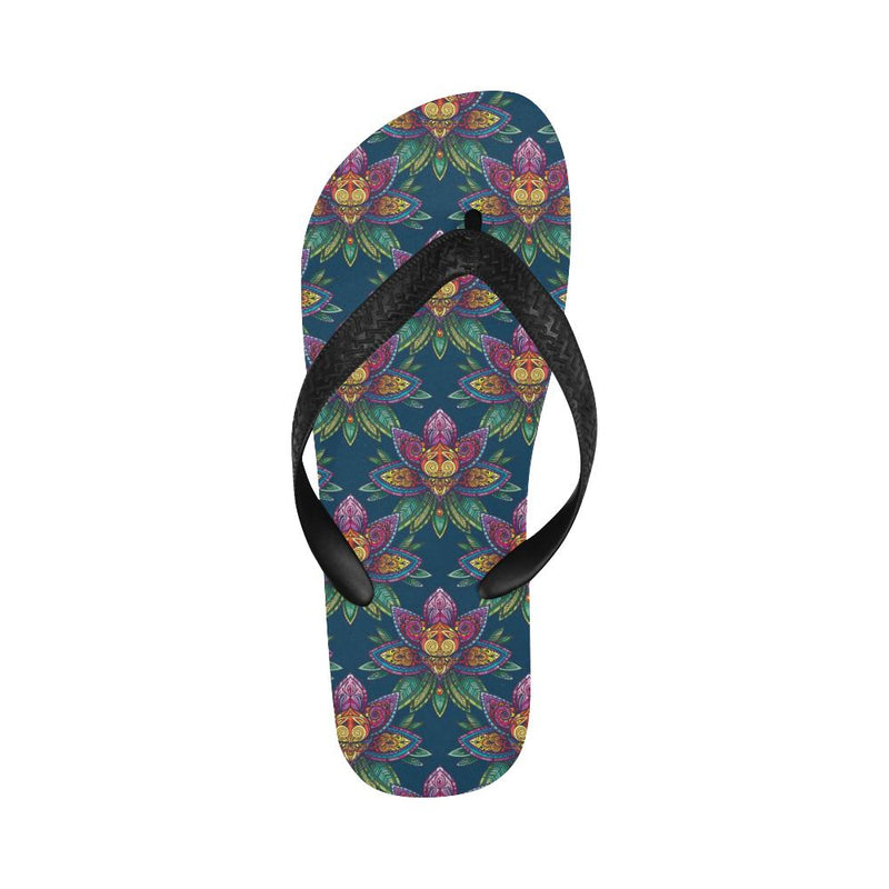 lotus Boho Pattern Print Design LO04 Flip Flops-JorJune