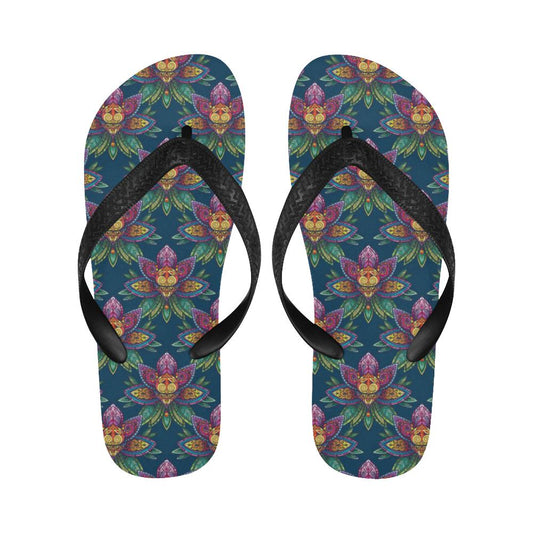 lotus Boho Pattern Print Design LO04 Flip Flops-JorJune