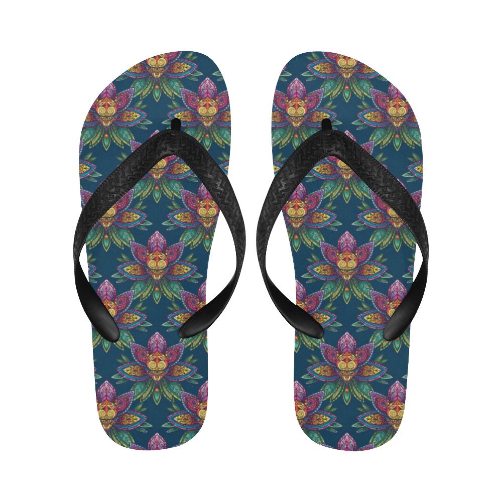 lotus Boho Pattern Print Design LO04 Flip Flops-JorJune