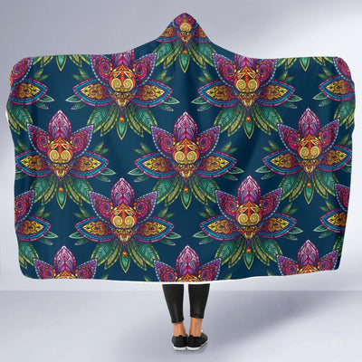 lotus Boho Pattern Print Design LO04 Hooded Blanket-JORJUNE.COM