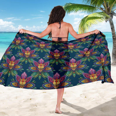 lotus Boho Pattern Print Design LO04 Sarong Pareo Wrap-JORJUNE.COM