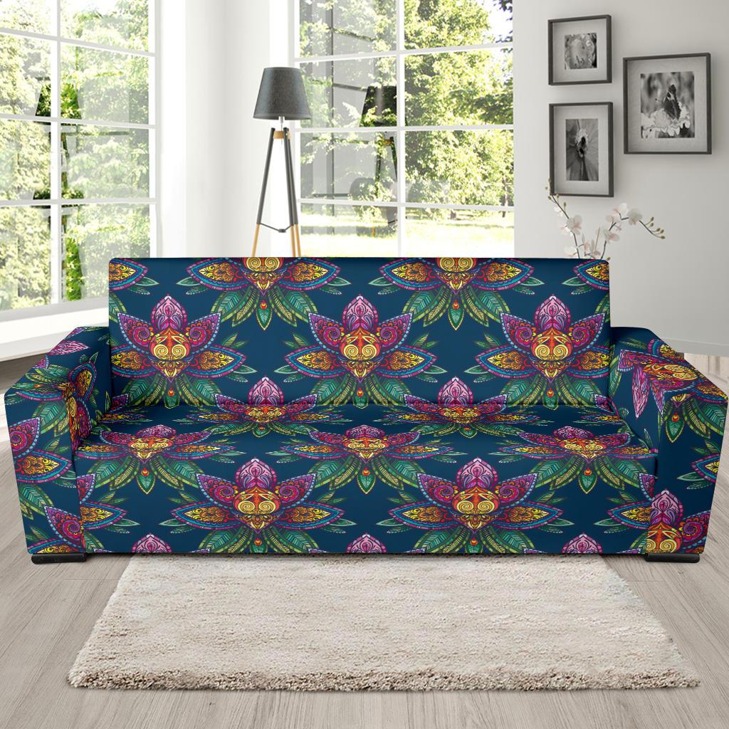 lotus Boho Pattern Print Design LO04 Sofa Slipcover-JORJUNE.COM