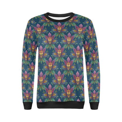 lotus Boho Pattern Print Design LO04 Women Long Sleeve Sweatshirt-JorJune