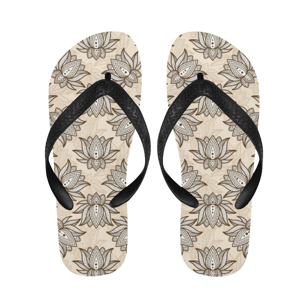 lotus Boho Pattern Print Design LO05 Flip Flops-JorJune