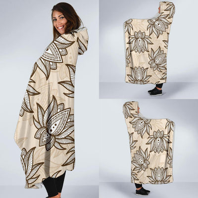 lotus Boho Pattern Print Design LO05 Hooded Blanket-JORJUNE.COM