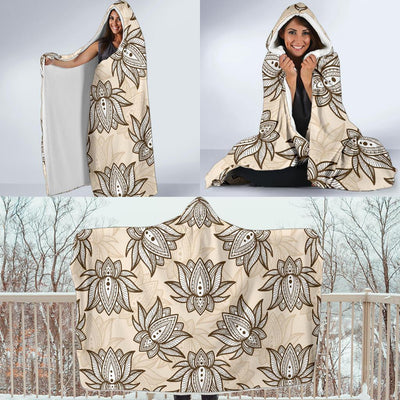 lotus Boho Pattern Print Design LO05 Hooded Blanket-JORJUNE.COM