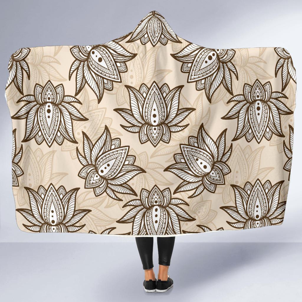 lotus Boho Pattern Print Design LO05 Hooded Blanket-JORJUNE.COM