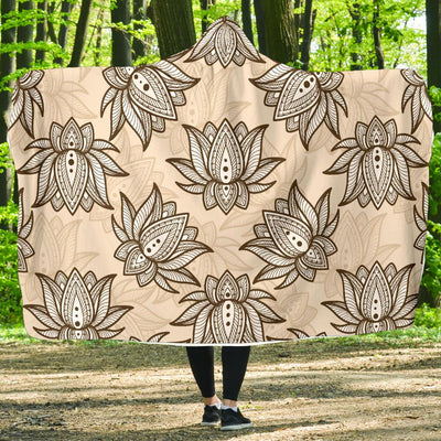 lotus Boho Pattern Print Design LO05 Hooded Blanket-JORJUNE.COM