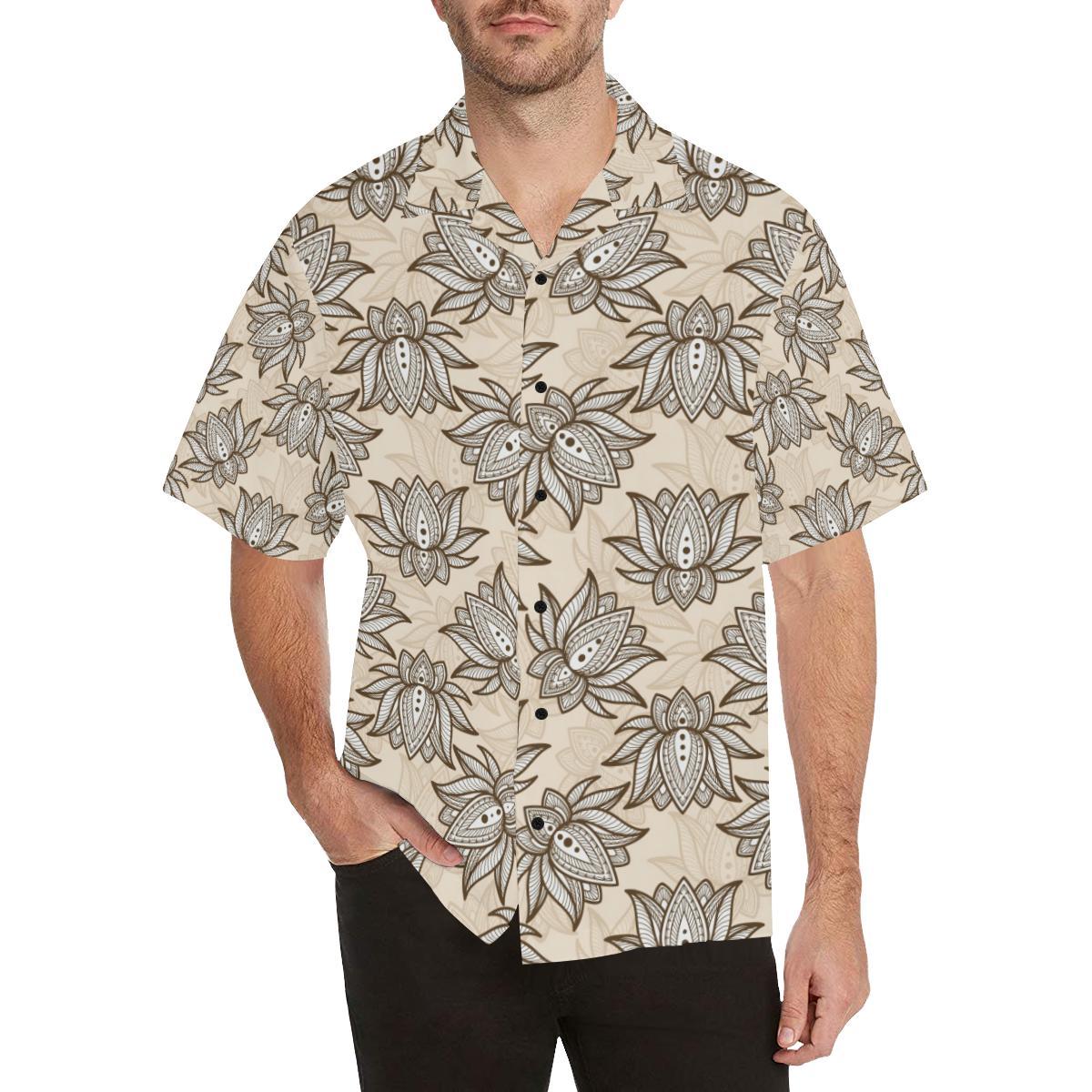 lotus Boho Pattern Print Design LO05 Men Hawaiian Shirt-JorJune