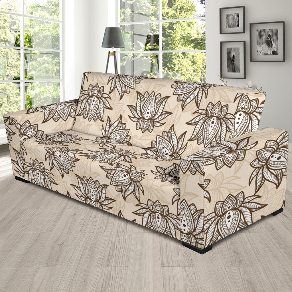 lotus Boho Pattern Print Design LO05 Sofa Slipcover-JORJUNE.COM