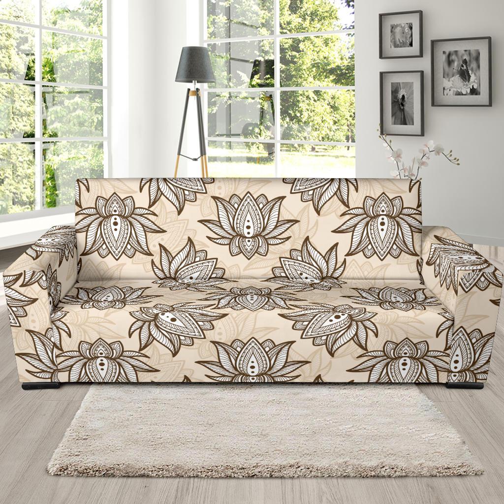 lotus Boho Pattern Print Design LO05 Sofa Slipcover-JORJUNE.COM