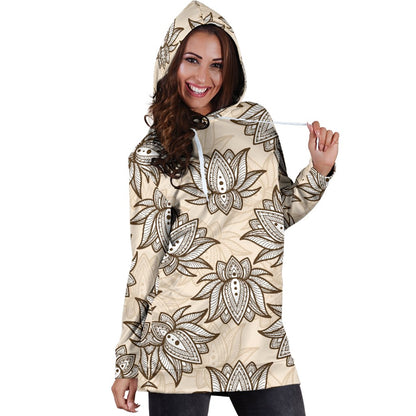 lotus Boho Pattern Print Design LO05 Women Hoodie Dress