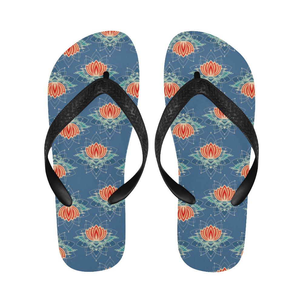 lotus Boho Pattern Print Design LO07 Flip Flops-JorJune