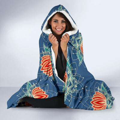 lotus Boho Pattern Print Design LO07 Hooded Blanket-JORJUNE.COM