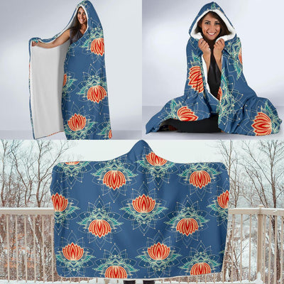 lotus Boho Pattern Print Design LO07 Hooded Blanket-JORJUNE.COM