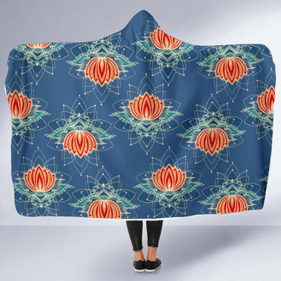 lotus Boho Pattern Print Design LO07 Hooded Blanket-JORJUNE.COM