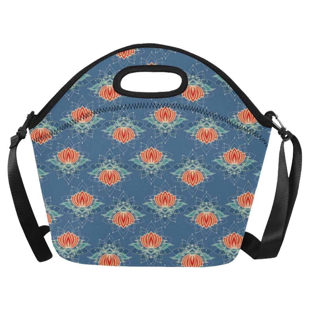 lotus Boho Pattern Print Design LO07 Neoprene Lunch Bag-JorJune