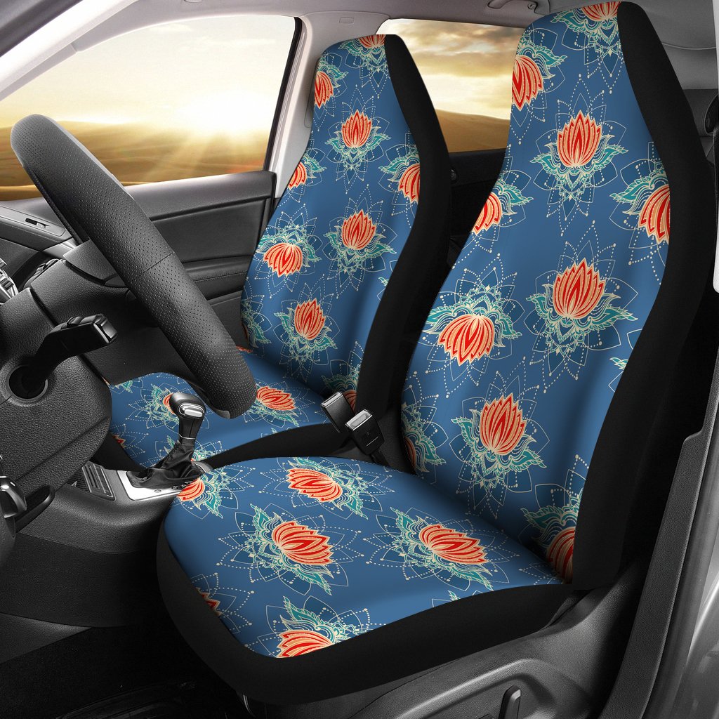 Lotus Boho Pattern Print Design LO07 Universal Fit Car Seat Covers-JorJune