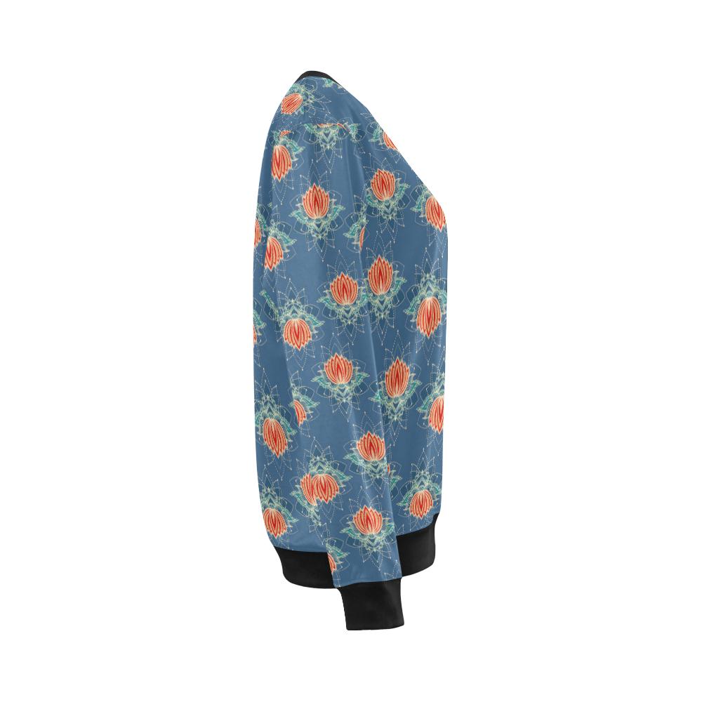 lotus Boho Pattern Print Design LO07 Women Long Sleeve Sweatshirt-JorJune
