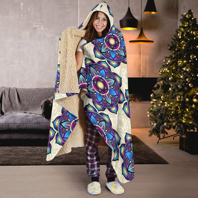 lotus Boho Pattern Print Design LO08 Hooded Blanket-JORJUNE.COM