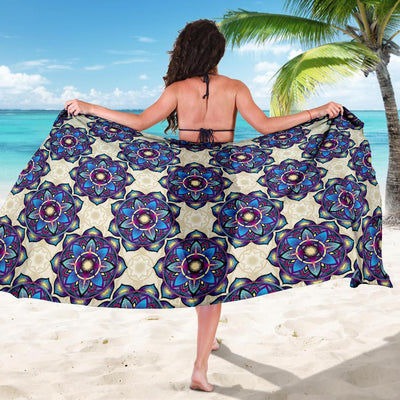 lotus Boho Pattern Print Design LO08 Sarong Pareo Wrap-JORJUNE.COM