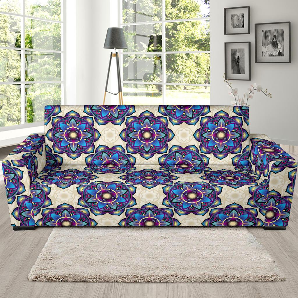 lotus Boho Pattern Print Design LO08 Sofa Slipcover-JORJUNE.COM