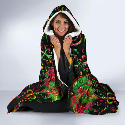 lotus Boho Pattern Print Design LO09 Hooded Blanket-JORJUNE.COM