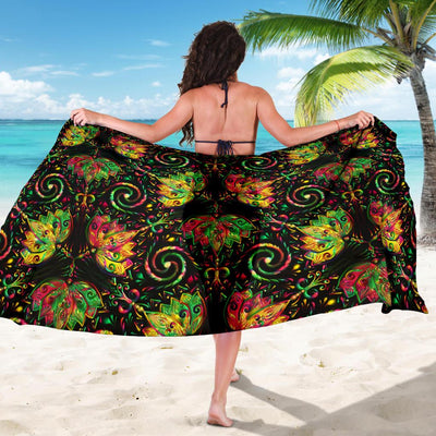 lotus Boho Pattern Print Design LO09 Sarong Pareo Wrap-JORJUNE.COM