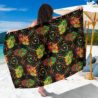 lotus Boho Pattern Print Design LO09 Sarong Pareo Wrap-JORJUNE.COM