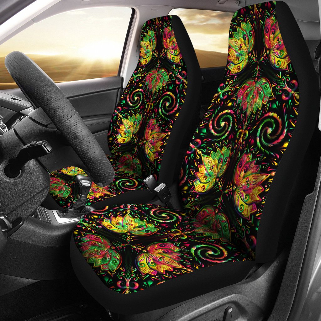 Lotus Boho Pattern Print Design LO09 Universal Fit Car Seat Covers-JorJune