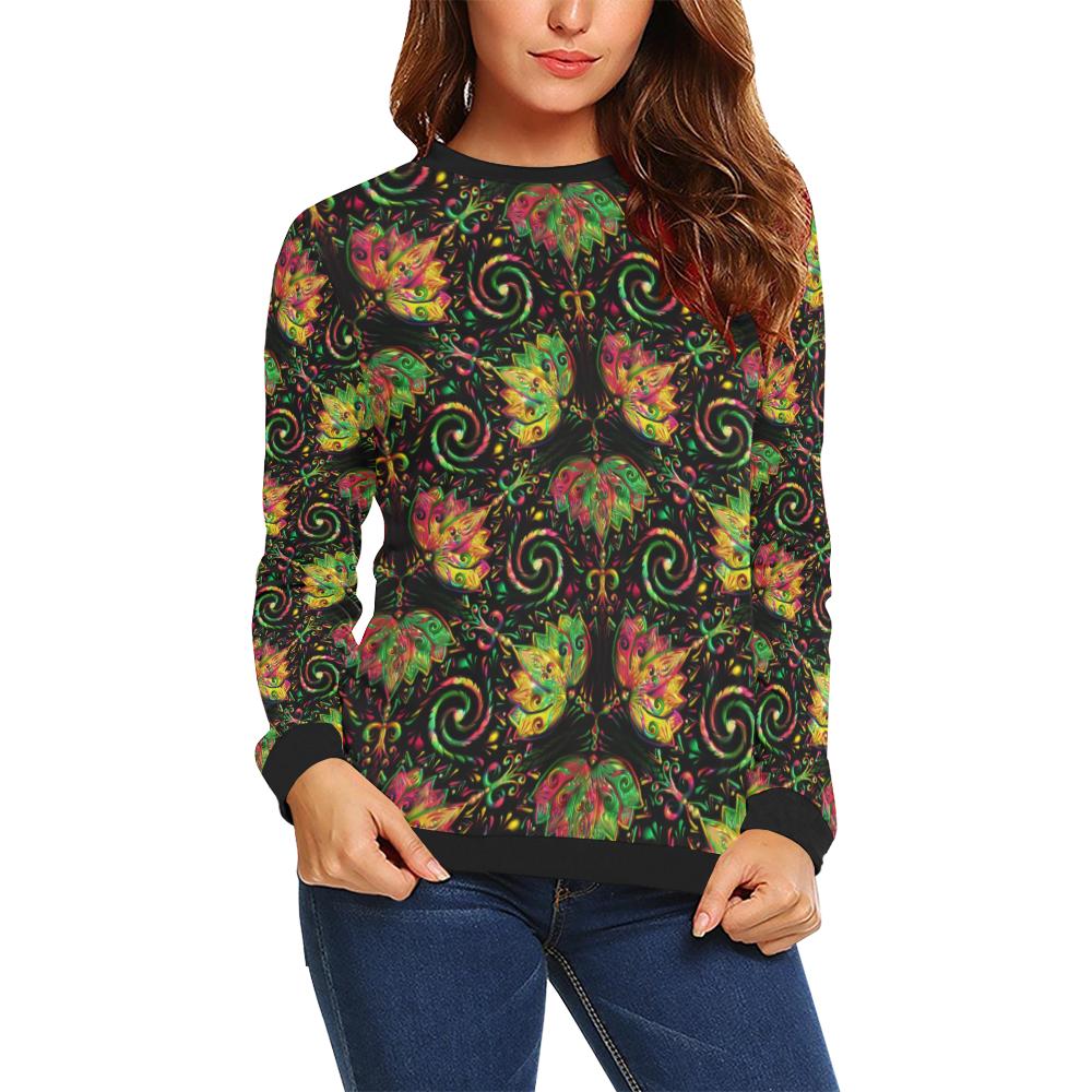 lotus Boho Pattern Print Design LO09 Women Long Sleeve Sweatshirt-JorJune